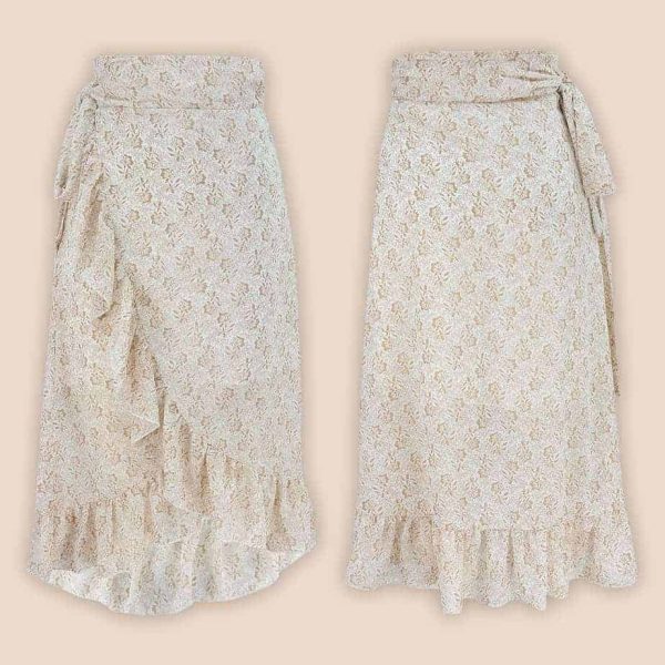 Jupe courte à fleurs beige seul