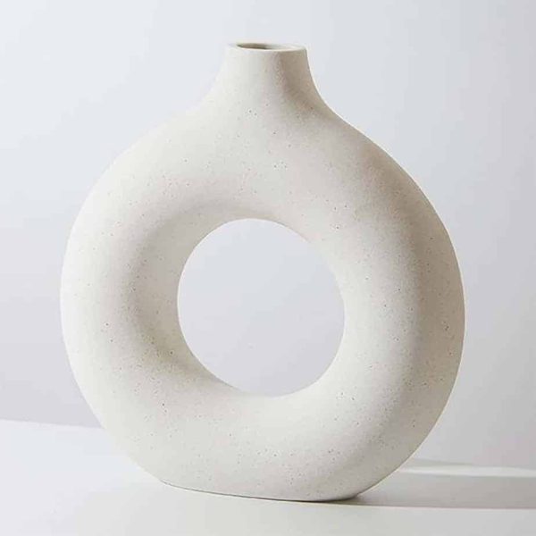 vase bohème donut blanc grand