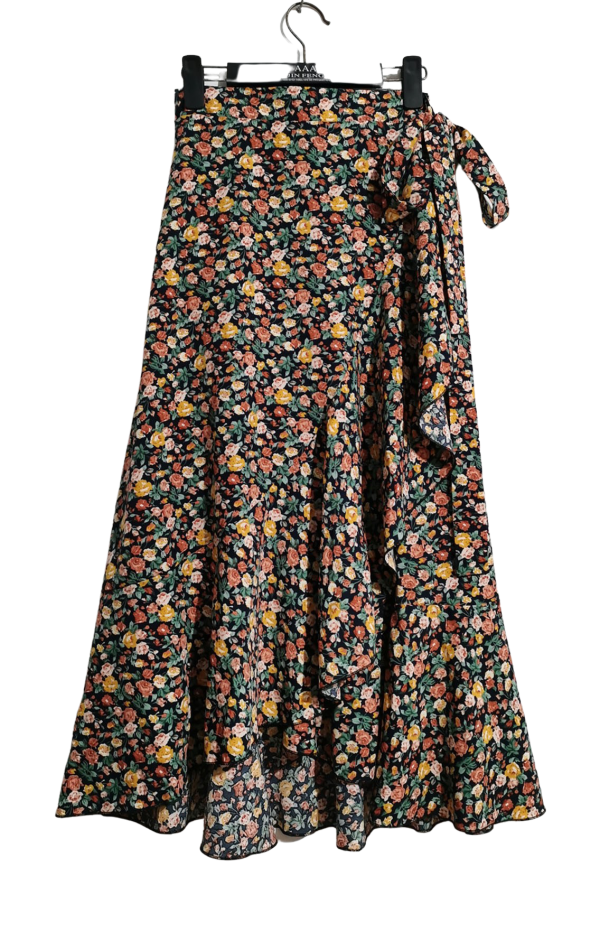 jupe longue fleurie bleu vue seul