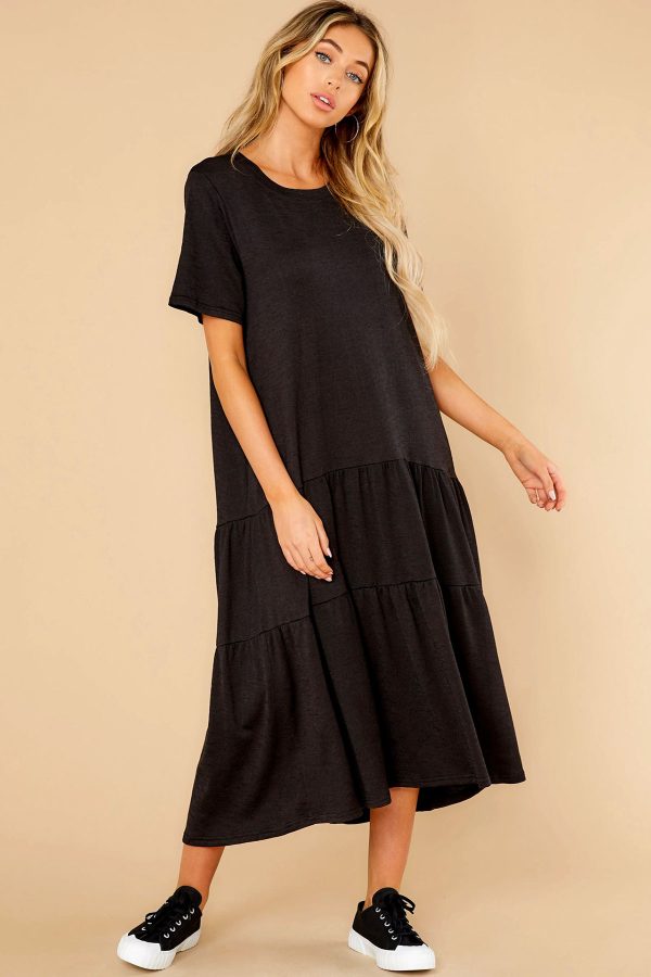 robe longue boheme noire decontracte vue de face 1