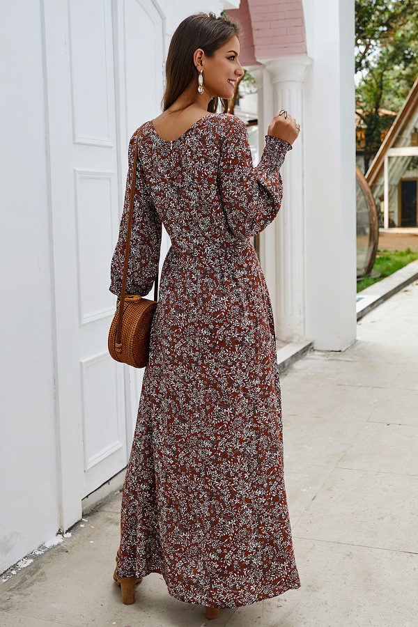 robe boheme fleurie rouge col en v vue de dos robe boheme fleurie rouge col en v vue de dos